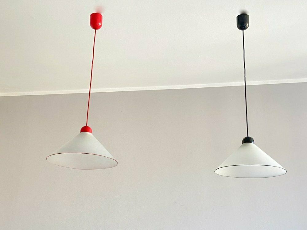 photo for sale Sofit Lamps In Opaline Glass, Italy, 1970s, Set Of 2
