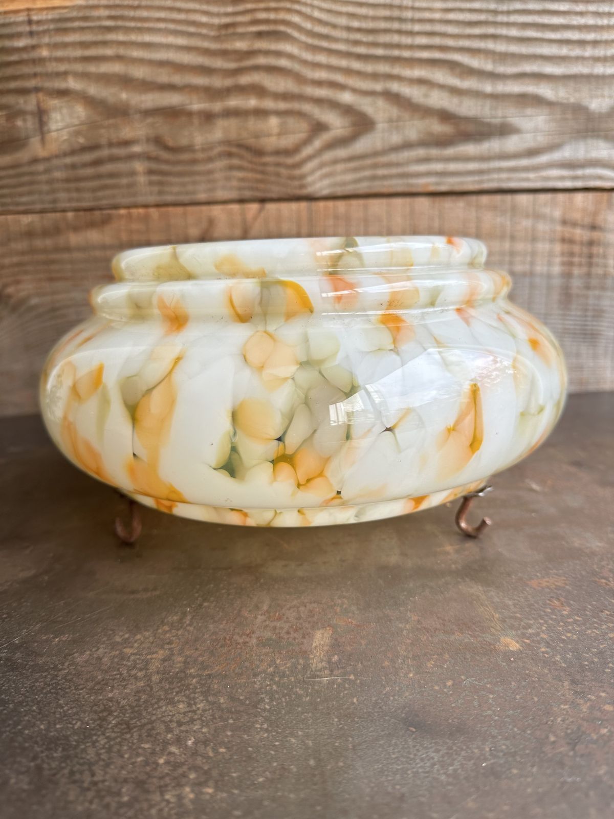 Art Deco Flycatcher Plafonnier Pendant Light Shade In Orange, Green And White photo Lighting