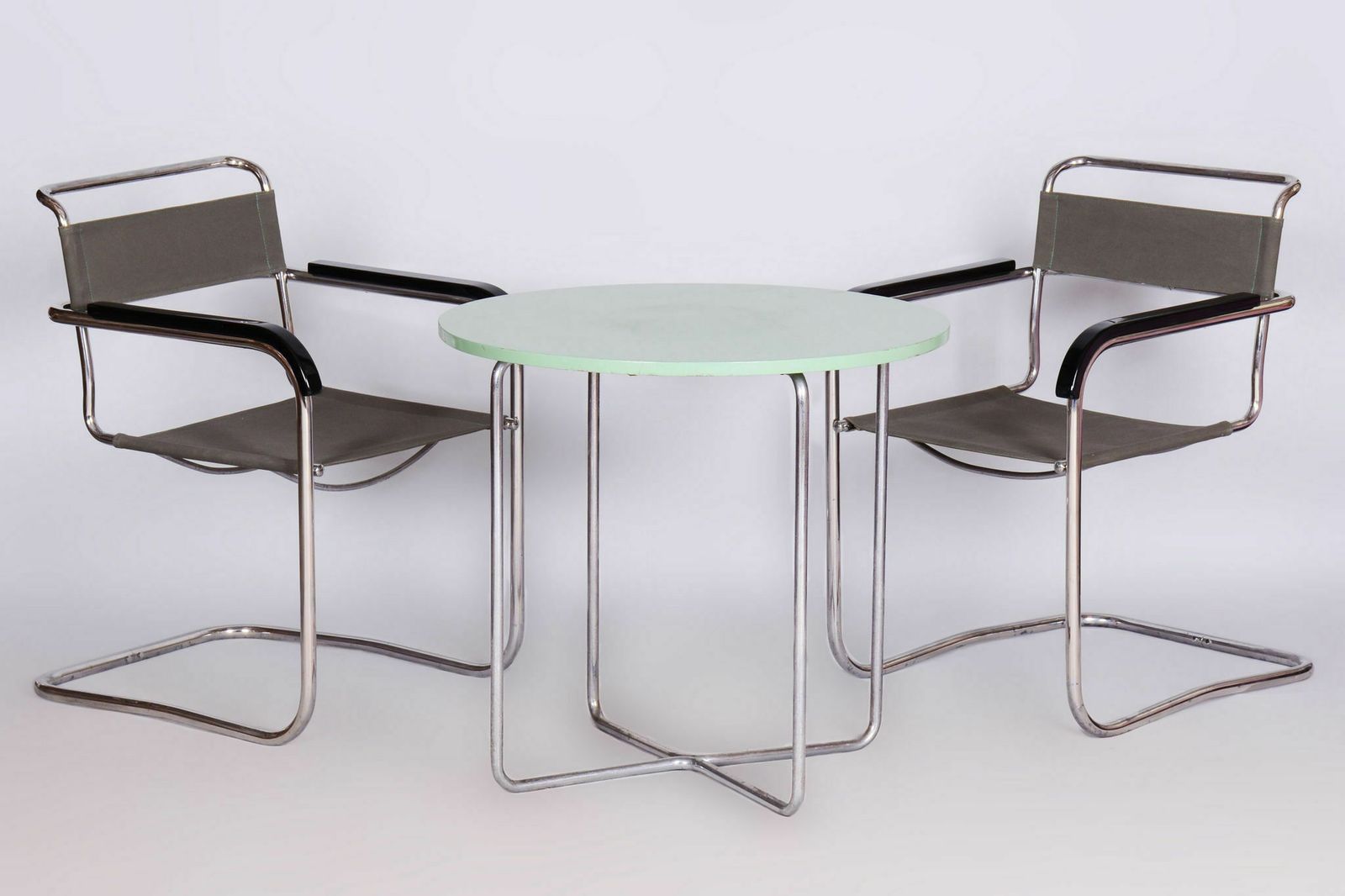 Restored Bauhaus Pair Of Armchairs, By Thonet, By Marcel Breuer, Czech, 1930s photo furniture