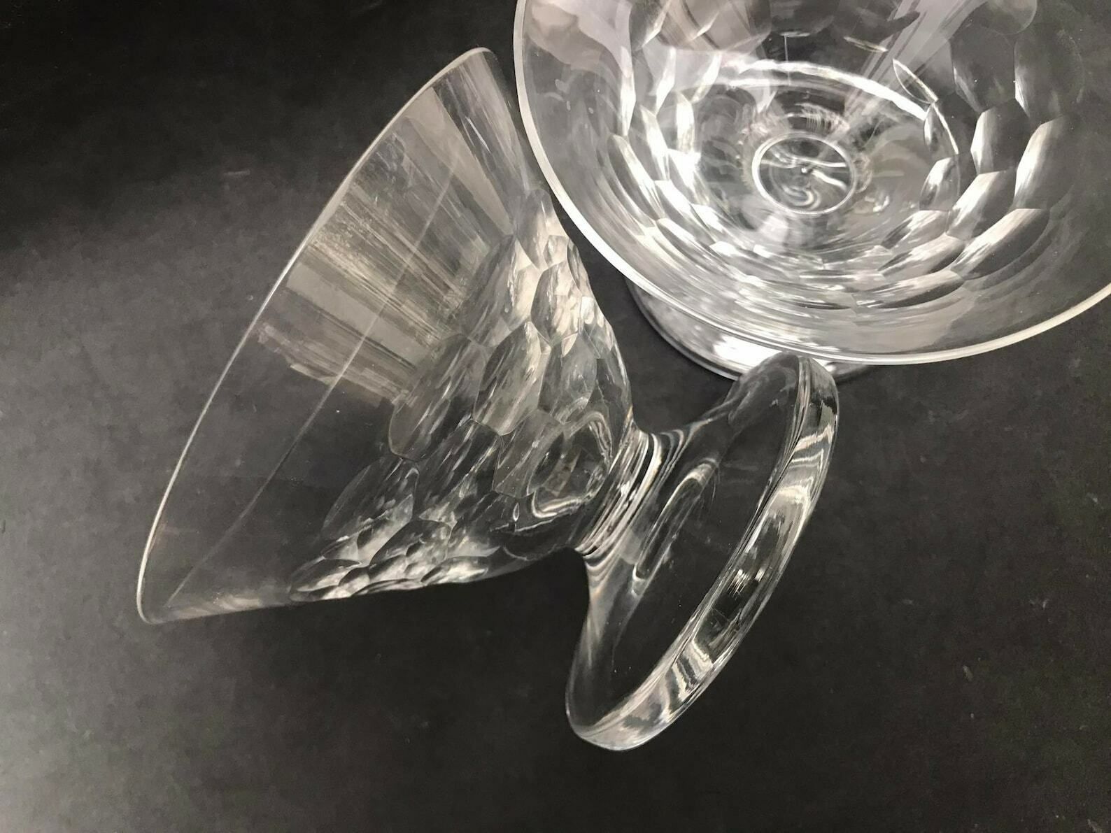 Champagne Glasses Set 2 Crystal Val Saint Lambert Ecailles Cocktail Low Sherbet Coupes 1920s Art Deco Vintage Bar Cart Wedding Decor Gift photo vintage