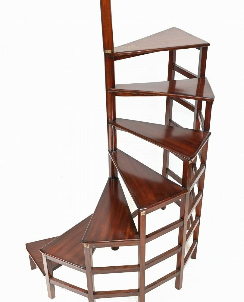 Regency Library Ladder English Mahogany Book Study Furniture photo vintage