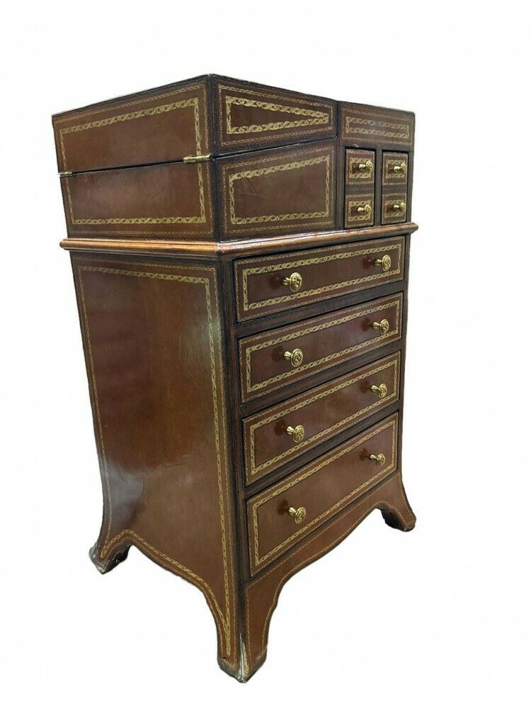 Regency Leather Chest Bureau Desk Writing Companion photo furniture