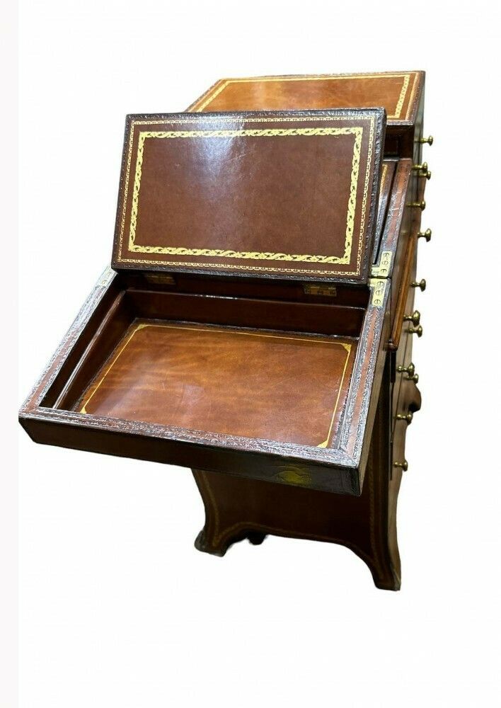 Regency Leather Chest Bureau Desk Writing Companion photo vintage