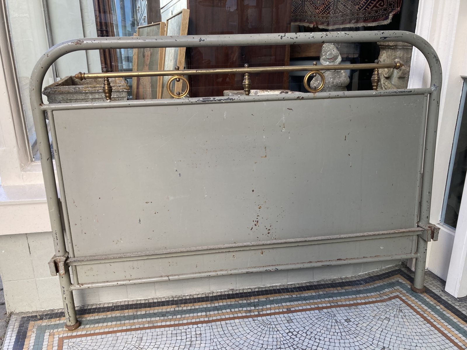 photo buy Charming French Steel And Brass Bed With Hand Painted Flora Detail And Pinstriping