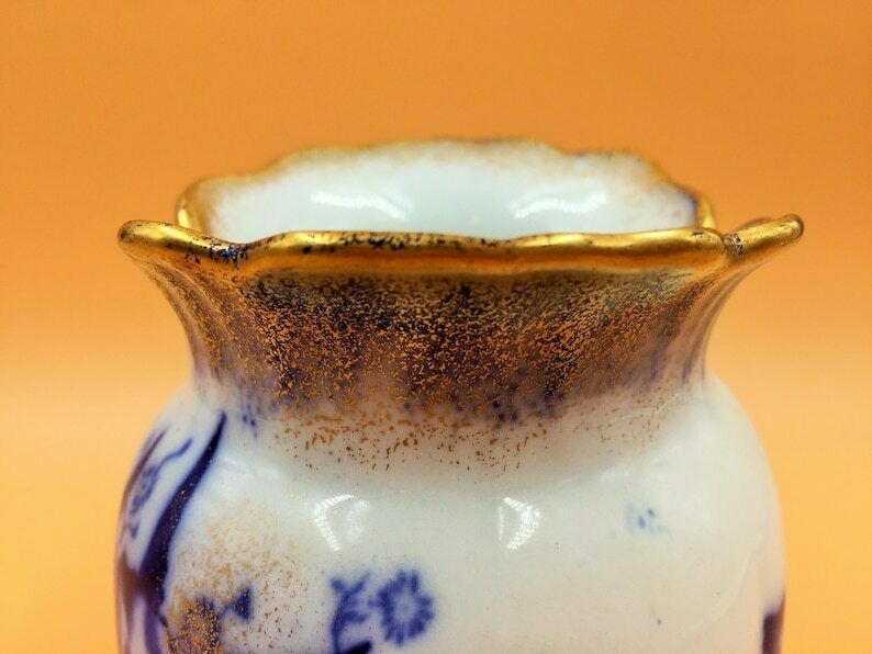 Beautiful Antique John Maddock & Sons Royal Vitreous Orchid Design Flow Blue Vase. C1890. photo buy