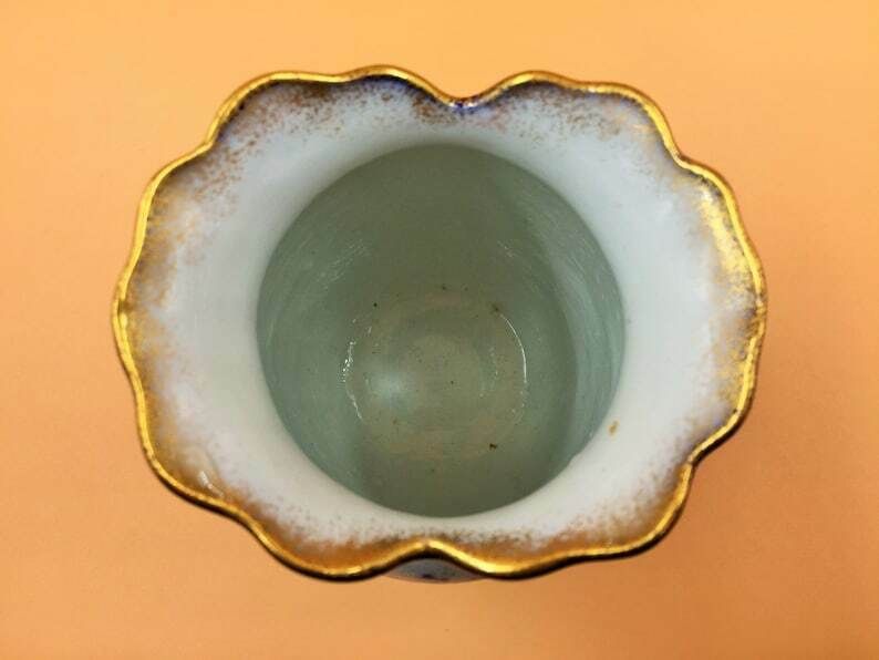 Beautiful Antique John Maddock & Sons Royal Vitreous Orchid Design Flow Blue Vase. C1890. photo vintage
