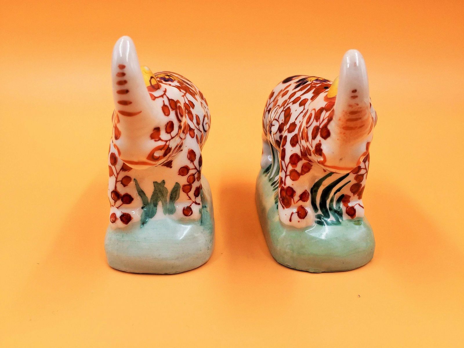Pair Signed Antique Chinese Porcelain Imari Rhino Figurines By Yayou Zhen Cang. photo furniture