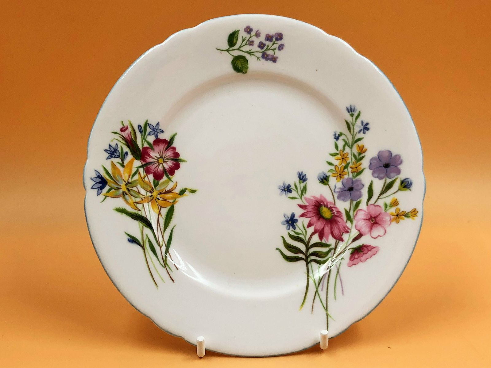 Shelley China Wild Flowers Regent Shape Tea Cup, Saucer And Side Plate Trio. 13668. C1935. photo vinterior