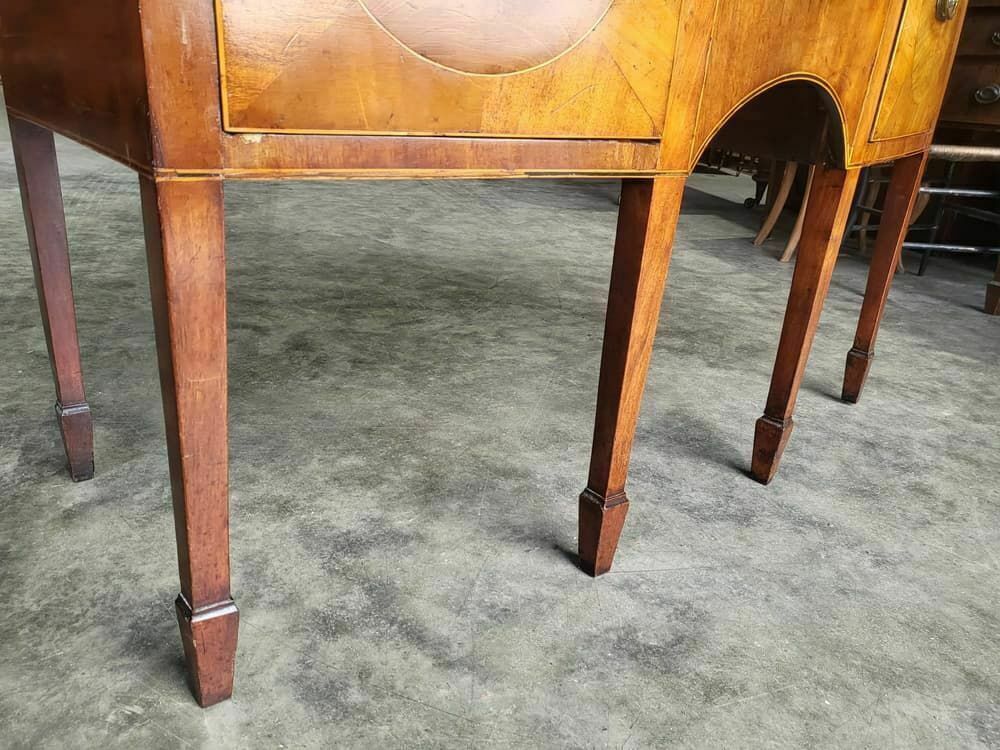 Antique Georgian Walnut Small Bow Front Sideboard 3 Drawers Tapered Legs photo 445.0