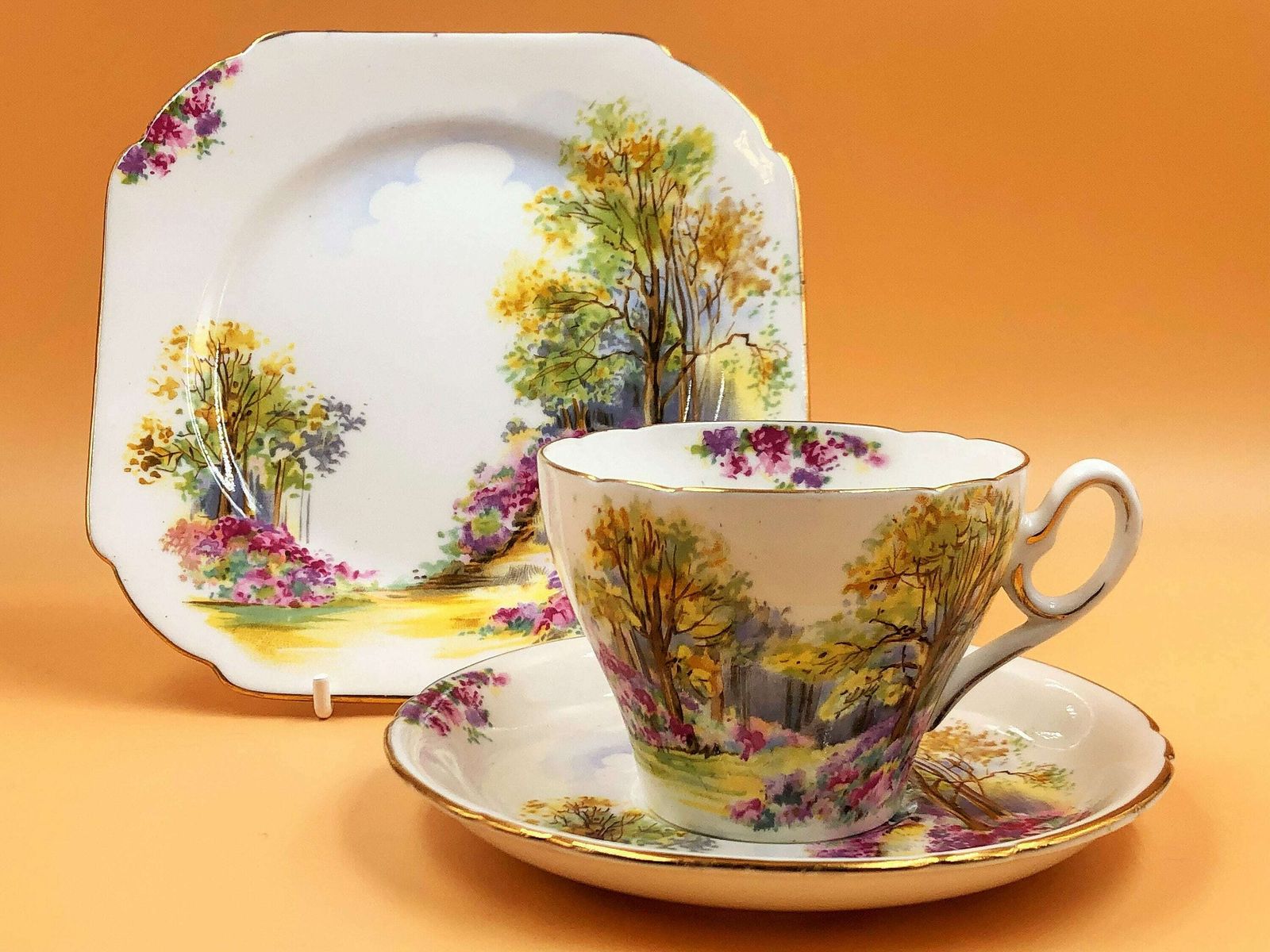 Shelley China England's Charm Cambridge Shape Tea Cup, Saucer And Side Plate Trio. 0188. 823343.   Free Uk Post