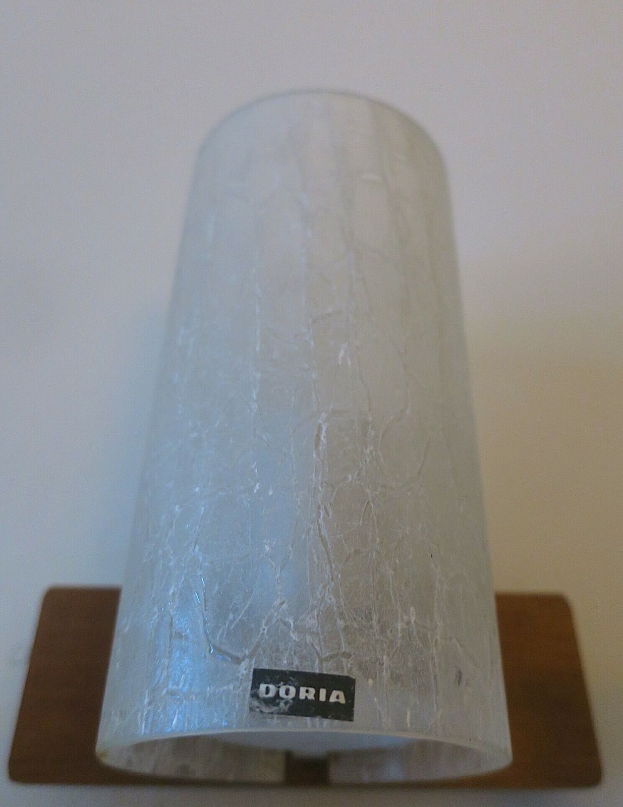 Set Of 3 Doria Frosted Crackled Glass And Teak Wall Lights, 1960s photo Lighting