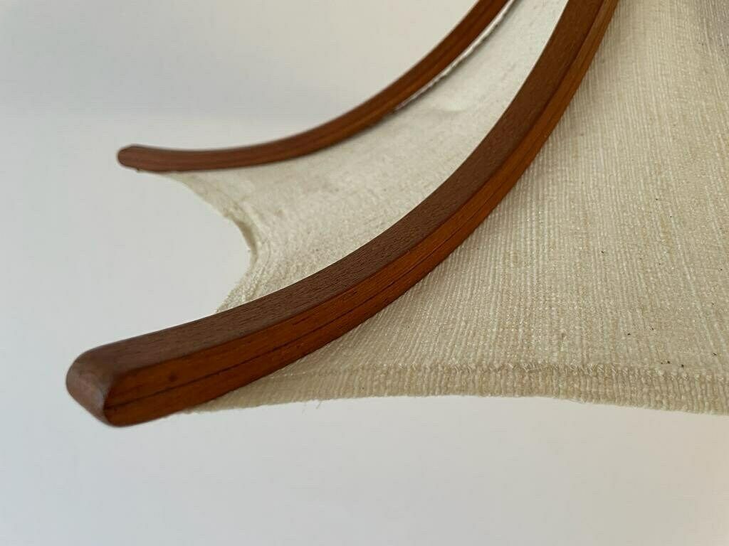photo for sale Linen And Wood Adjustable Height Pendant Lamp By Domus, 1980s, Italy