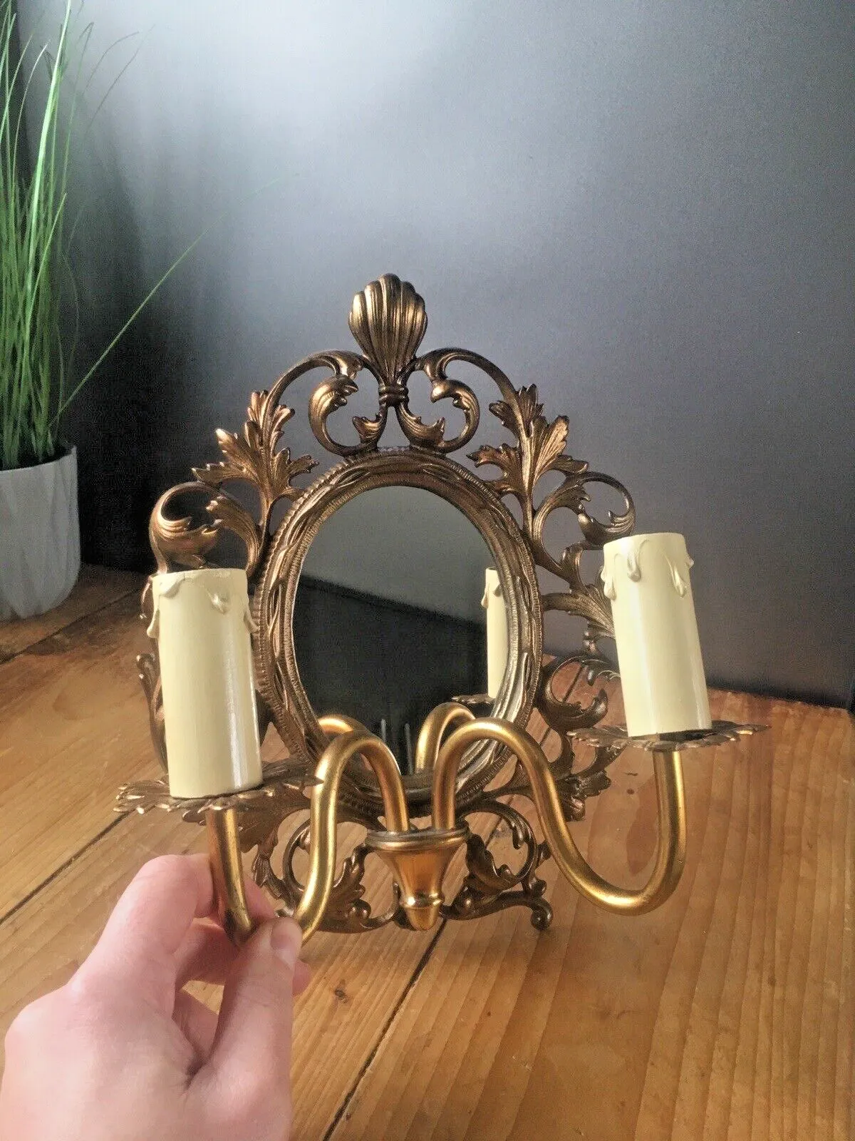 photo furniture Antique Louis XV French Gilt Bronze Rococo Mirror Sconce Wall Light Beatrice