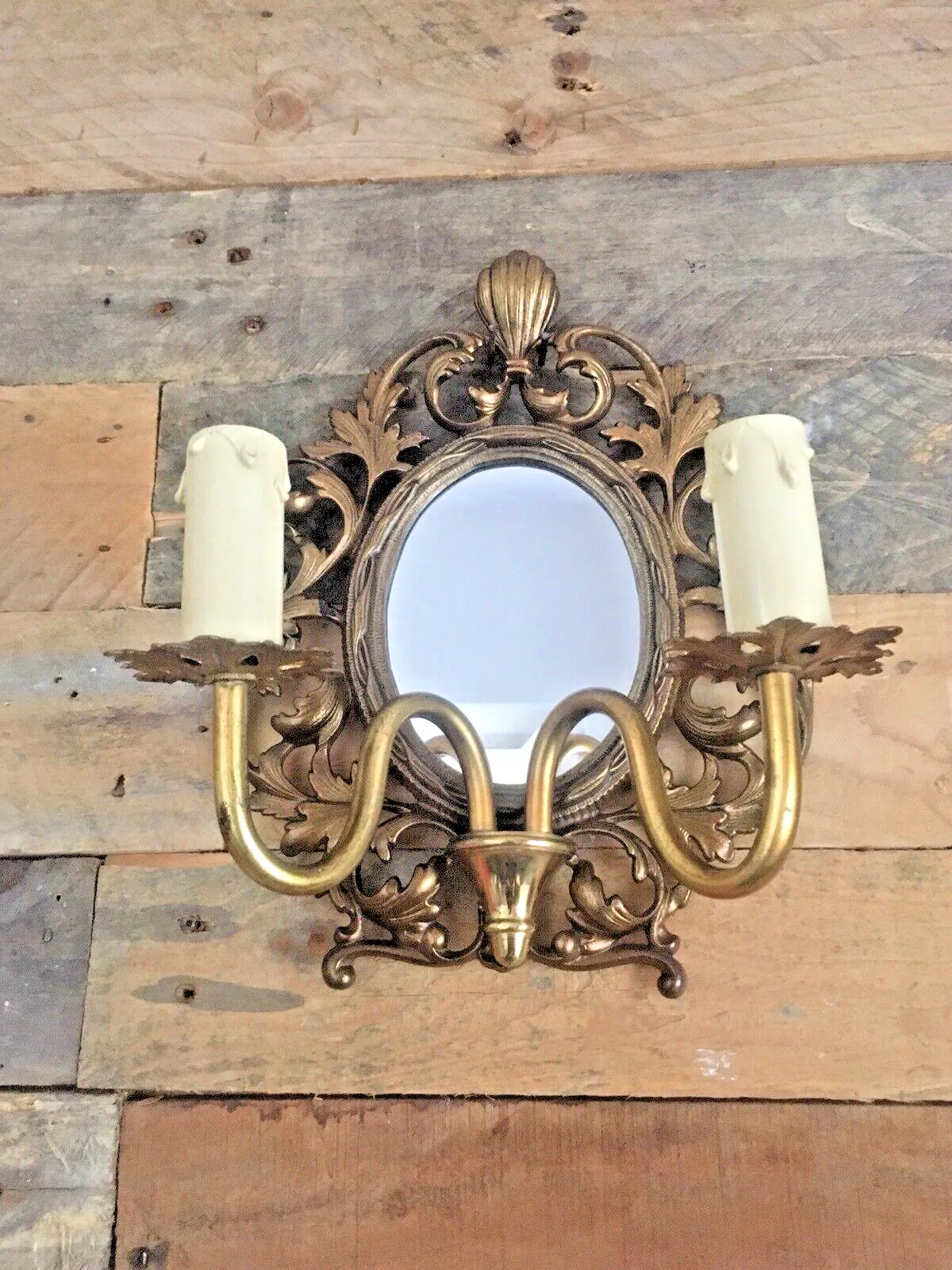 photo vinterior Antique Louis XV French Gilt Bronze Rococo Mirror Sconce Wall Light Beatrice