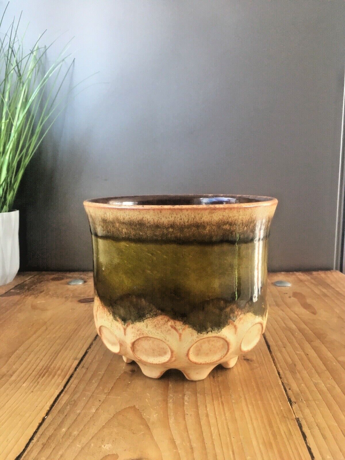 Retro 60's U Uebelacker Keramik West German Pottery Plant Pot 216/15 Space Age photo vintage