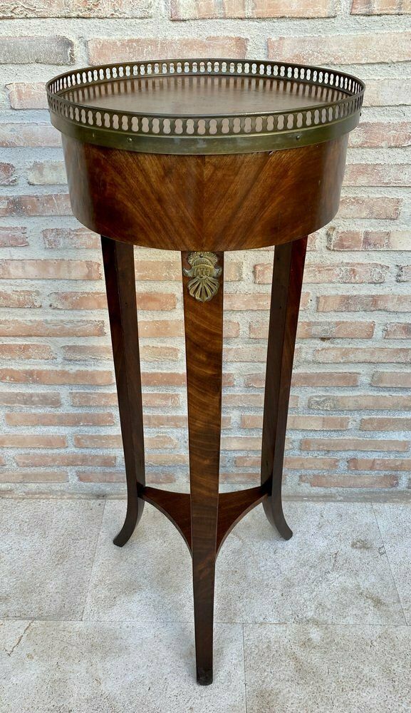 Antique French Louis XVI Style Walnut Bouillotte Side Table 1800s photo furniture