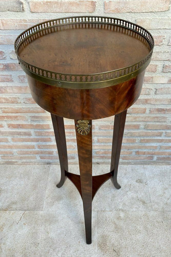 Antique French Louis XVI Style Walnut Bouillotte Side Table 1800s photo 2192.0