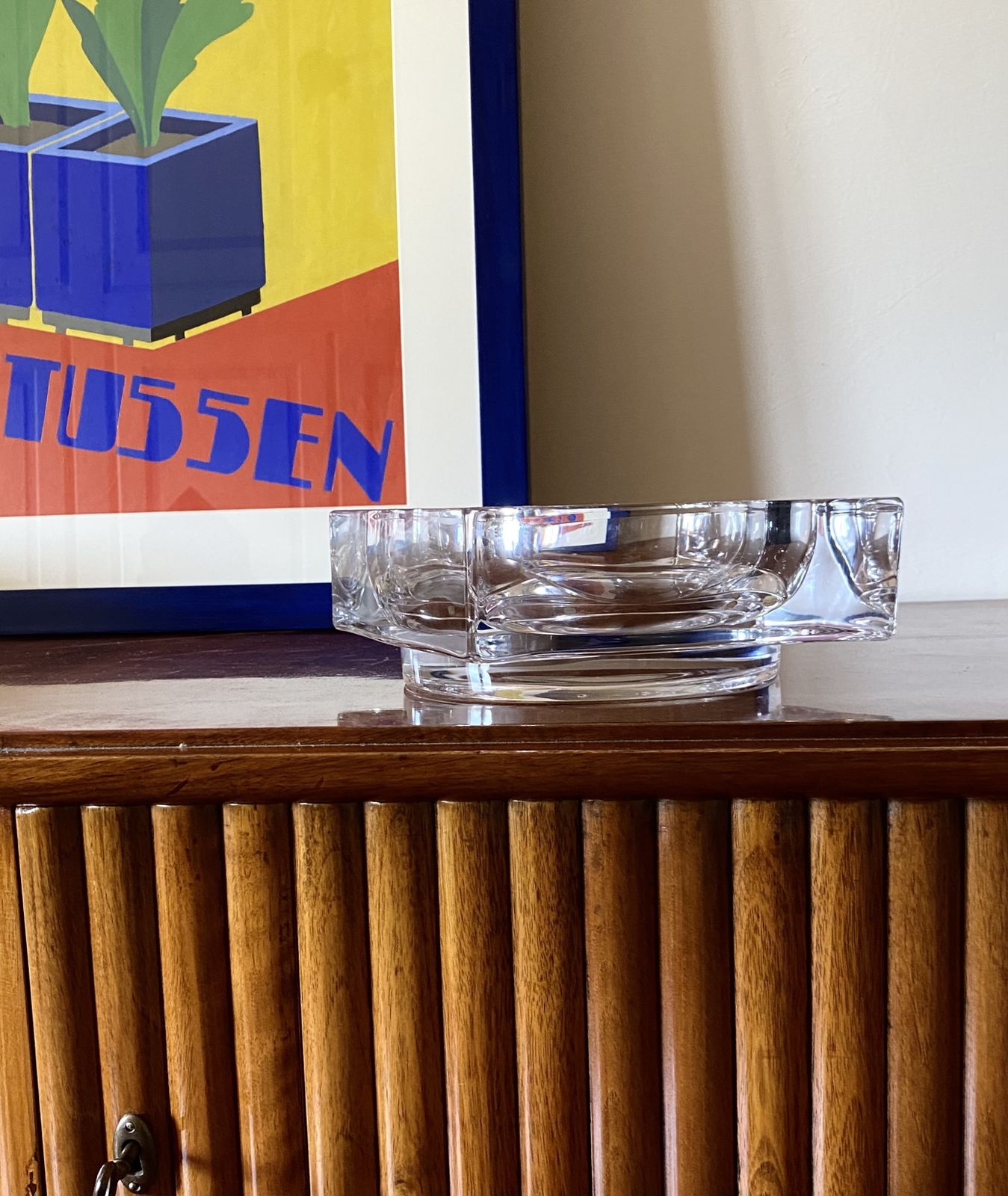 Monumental Molded Crystal Ashtray, Sevres France 1970s photo buy