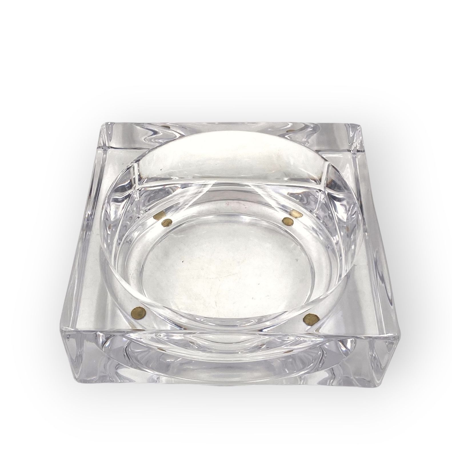 Monumental Molded Crystal Ashtray, Sevres France 1970s photo vintage