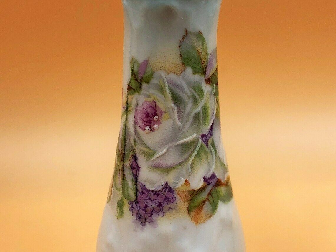 Pair Of Antique Limoges P & P Paroutaud Freres Porcelain Candlesticks. C1900. photo 75.0