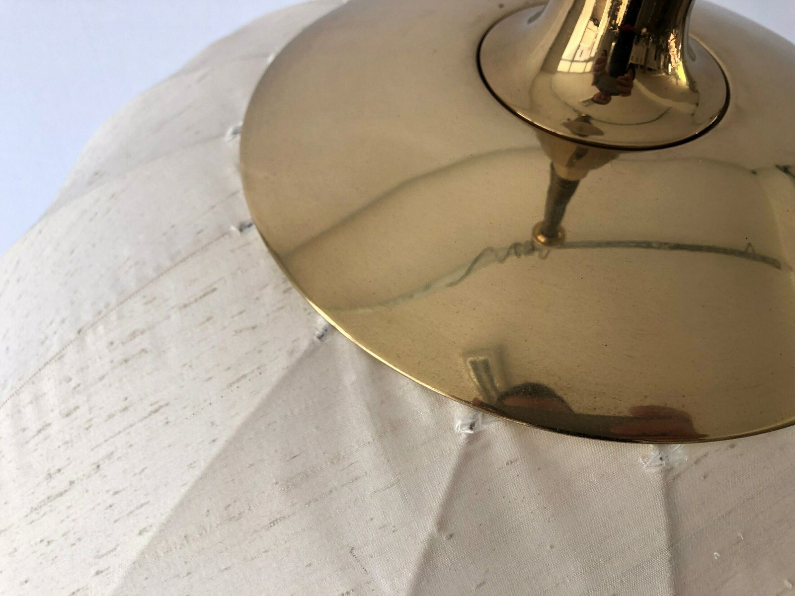 photo furniture Wonderful Beige Fabric And Brass Adjustable Shade Mid Century Modern Xl Pendant Lamp By Schröder & Co, 1970s, Germany