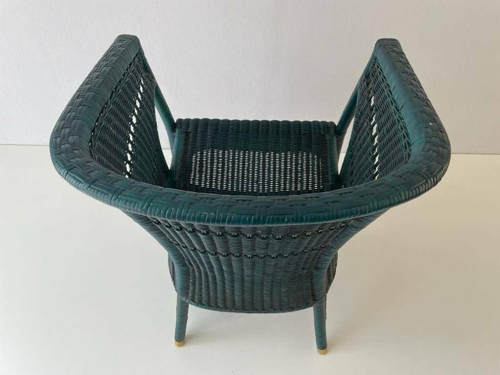 Green Wicker Armchairs With Gold Foot Detail, 60s/70s, Germany photo vinterior