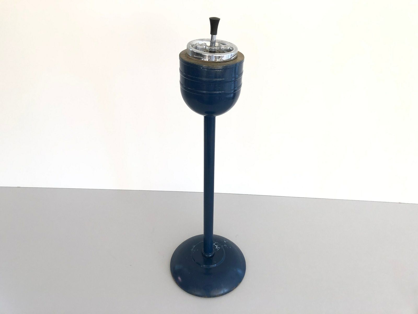 Blue Metal Tall Industrial Ashtray, 1970s, Germany photo furniture