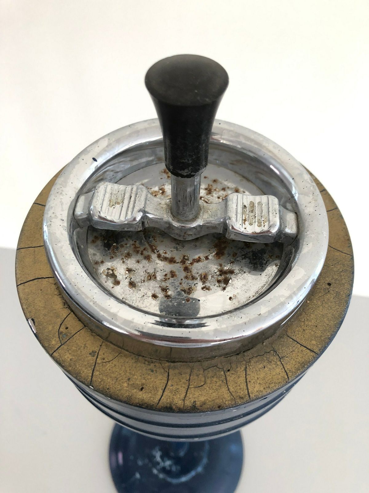 Blue Metal Tall Industrial Ashtray, 1970s, Germany photo vintage