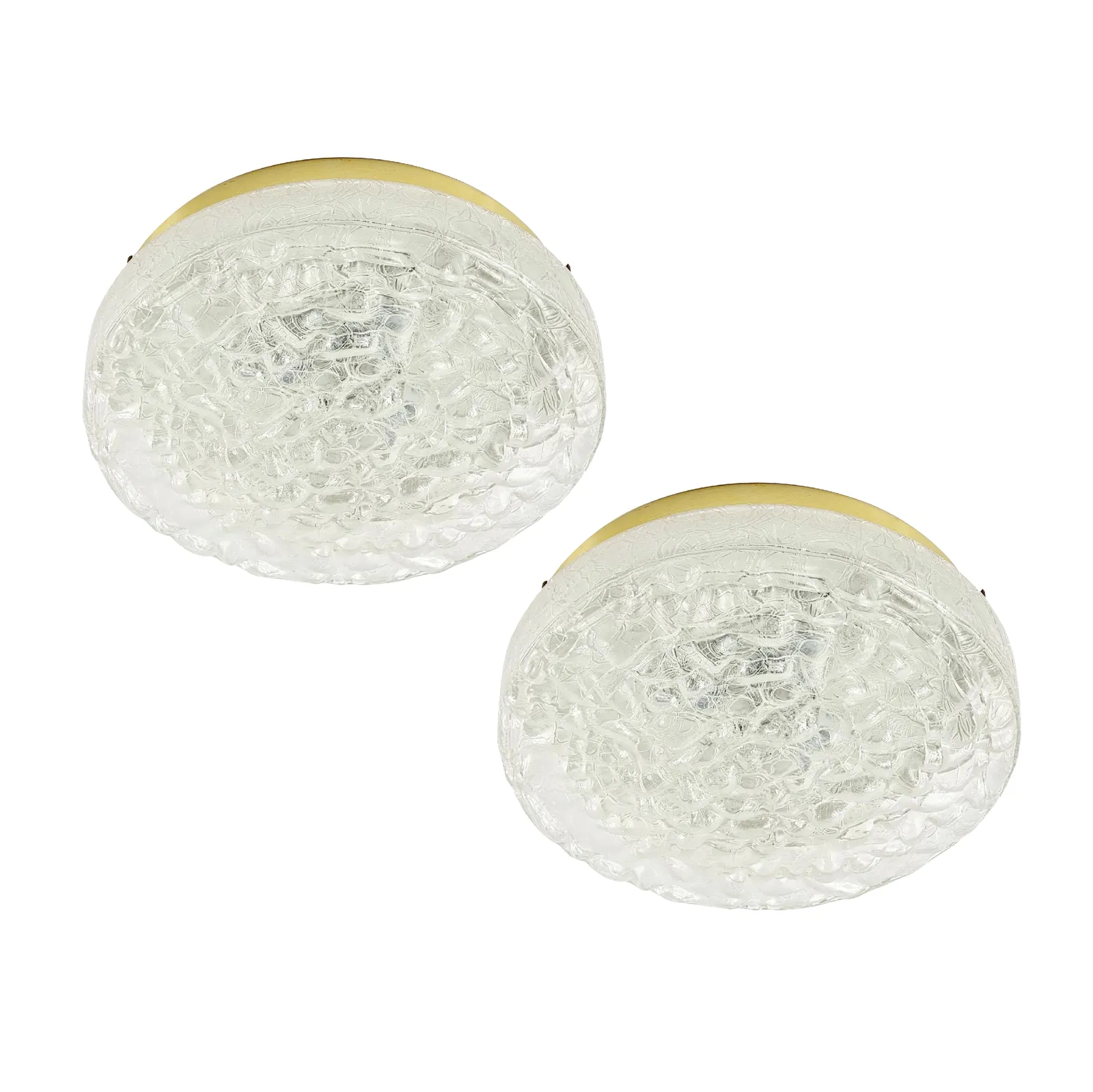Pair Of Large Murano Ice Glass Ceiling Lights From Doria Leuchten, Germany, 1960s photo Lighting