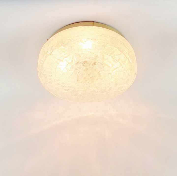 Pair Of Large Murano Ice Glass Ceiling Lights From Doria Leuchten, Germany, 1960s photo buy