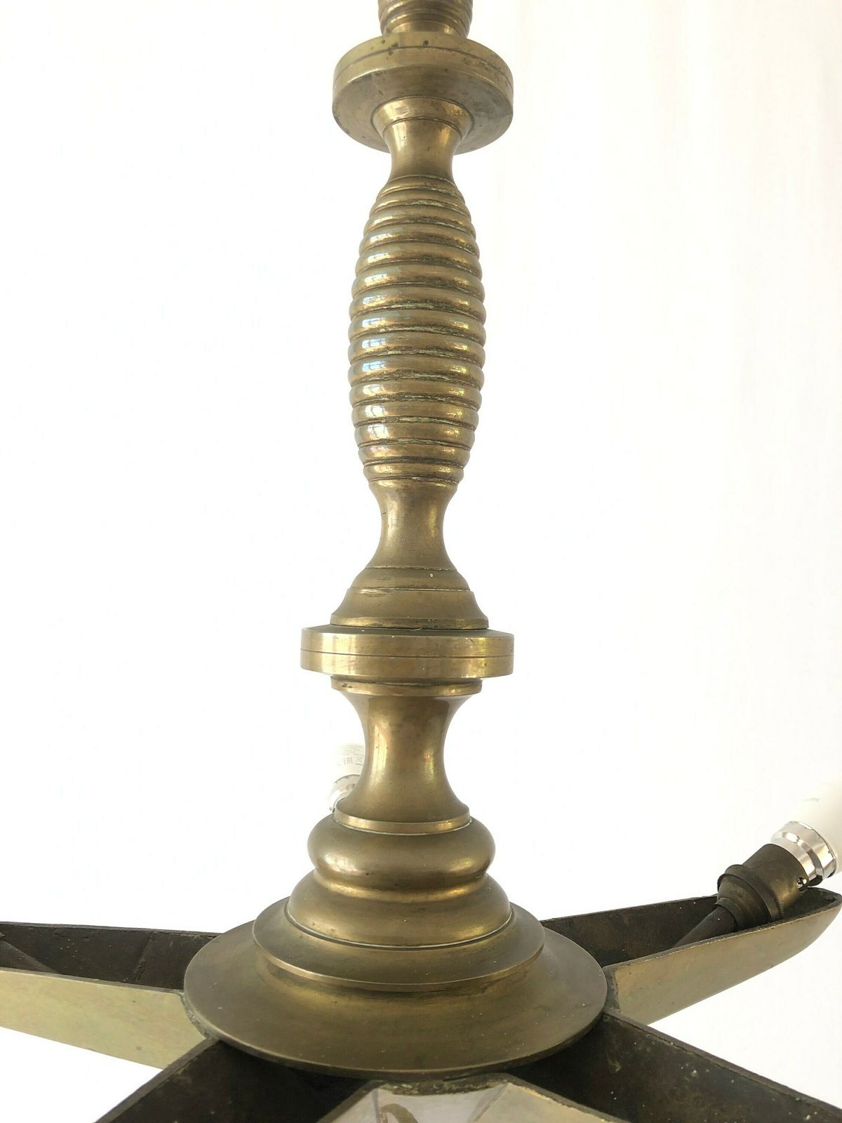 photo for sale Unique Full Brass Star Design Church Chandelier, 30/40s, France
