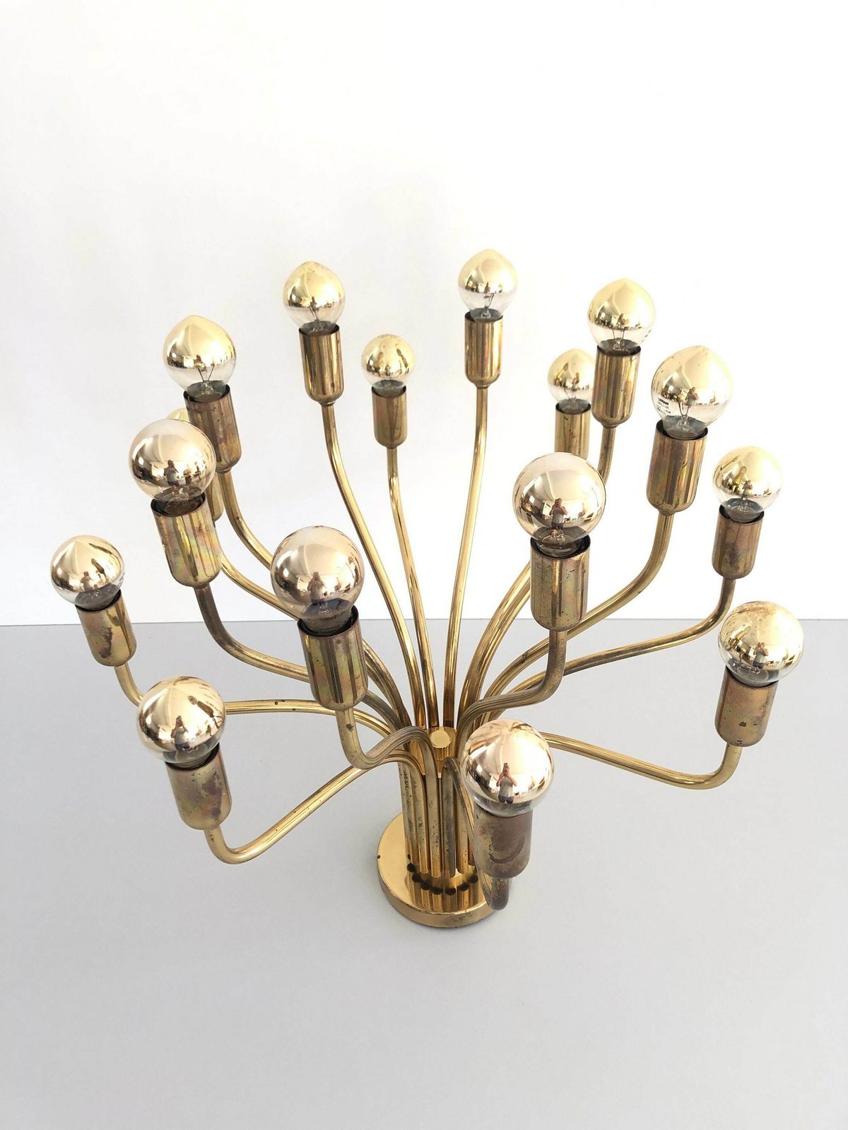 Exceptional 16 Armed Full Brass Sputnik Chandelier By Wkr, 1970s, Germany photo Lighting