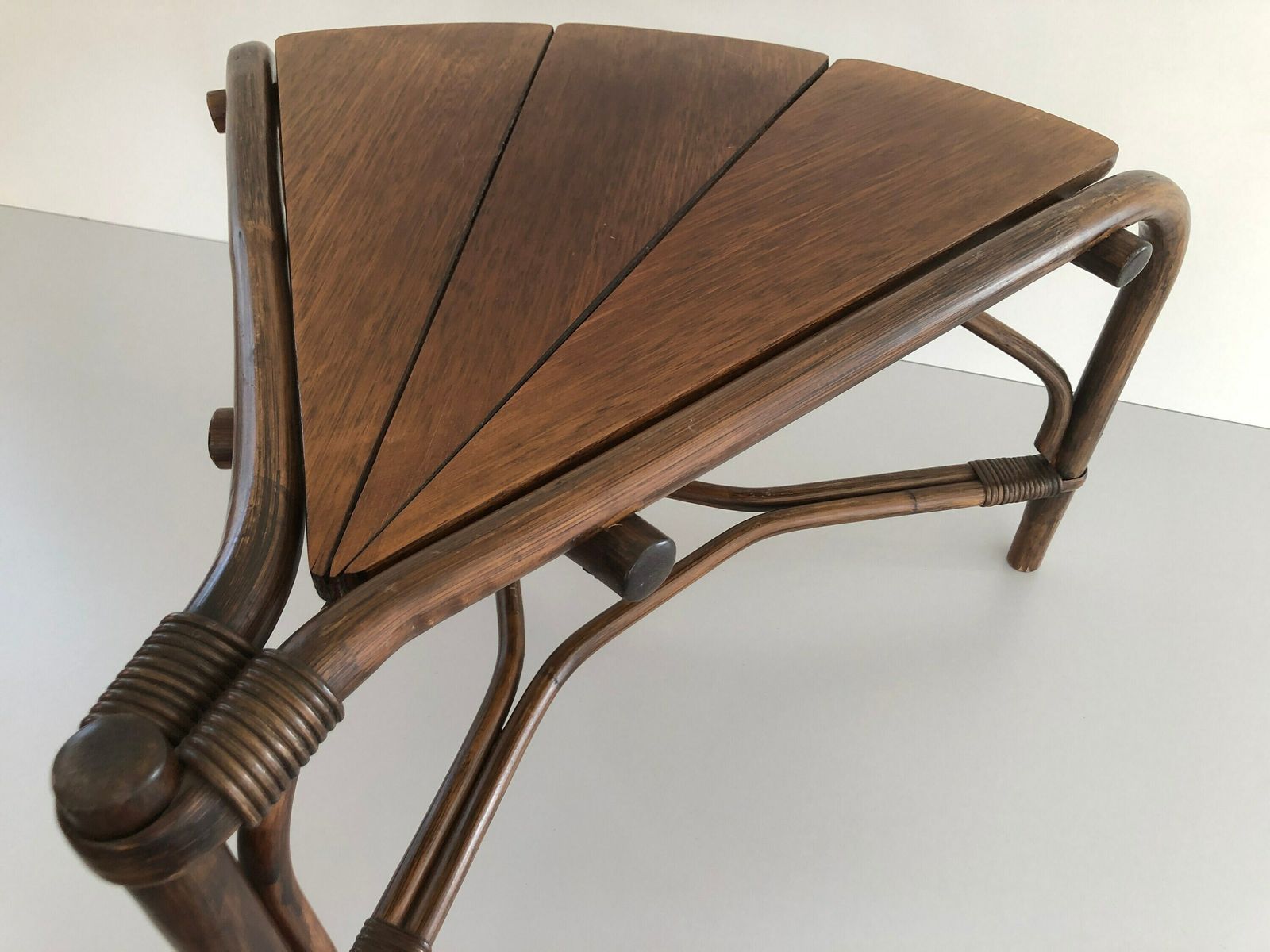 Dark Brown Bamboo   Wood Triangle Pieces Design Rare Coffee Table, 1960s photo for sale