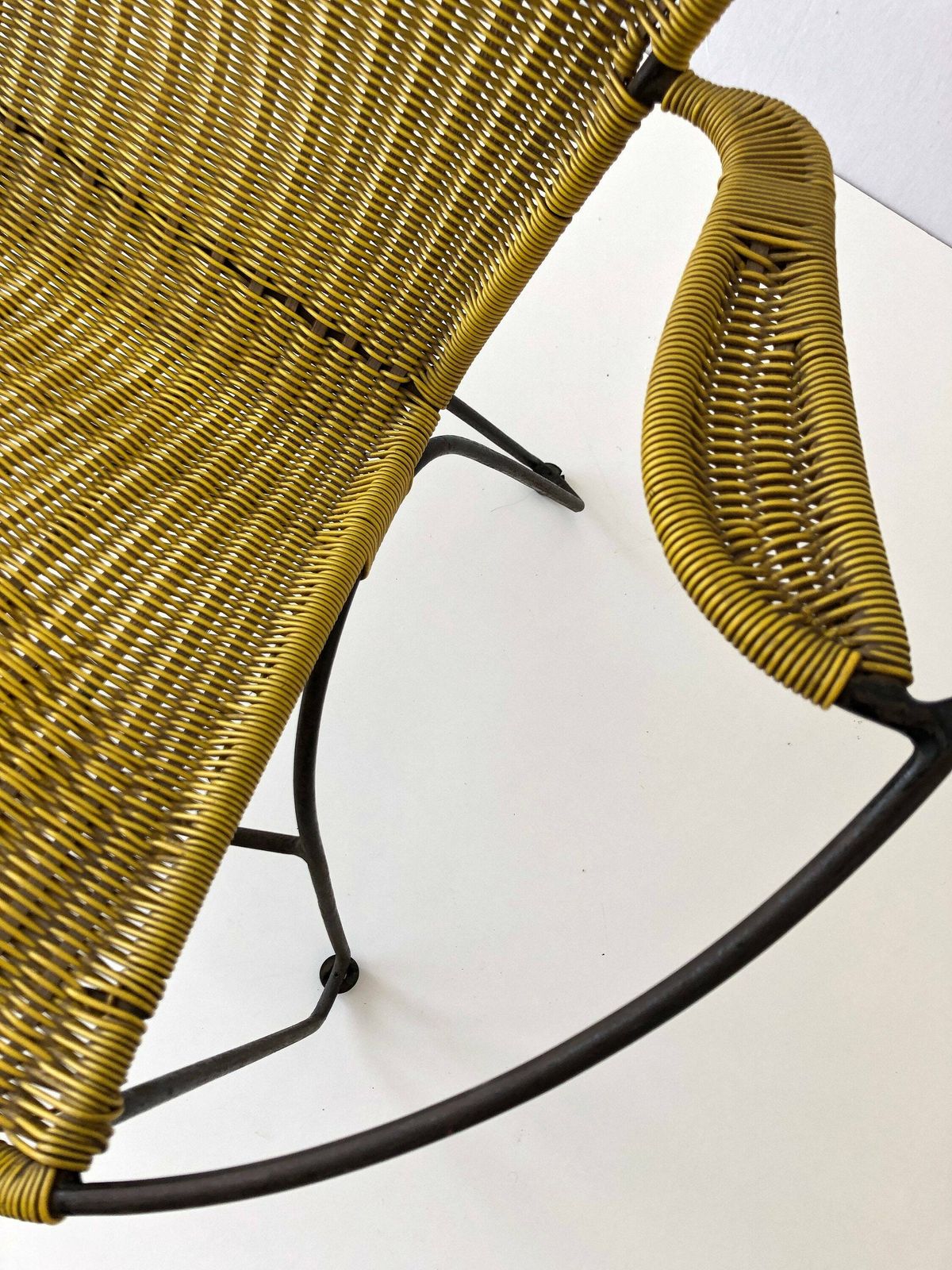 photo for sale Iconic Italian Yellow Spaghetti Circle Design Relax Chair, 1970s, Italy