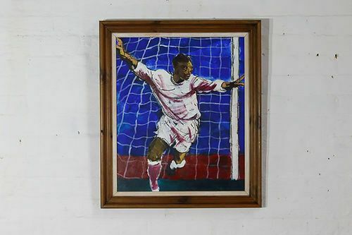 Football Player Oil Painting, 1990s photo for sale