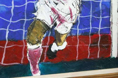Football Player Oil Painting, 1990s photo Art