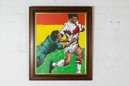 Rugby Oil Painting, 1990s, Contemporary