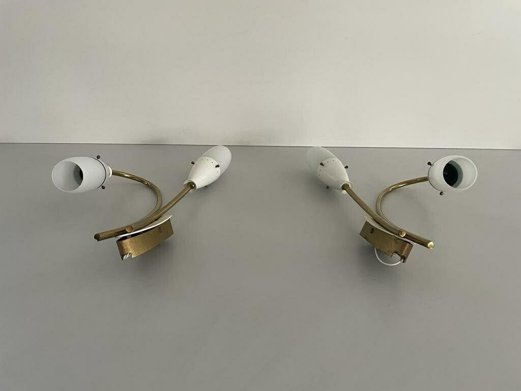 Italian Glass And White Metal Original Twin Head Sputnik Pair Of Sconces, 1950s, Italy photo buy