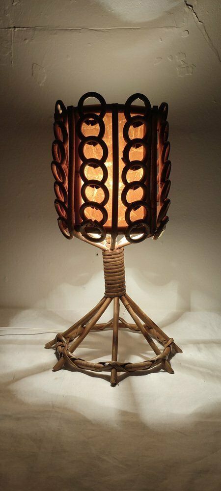 Rattan Table Lamp, Spain, 1980s photo Lighting