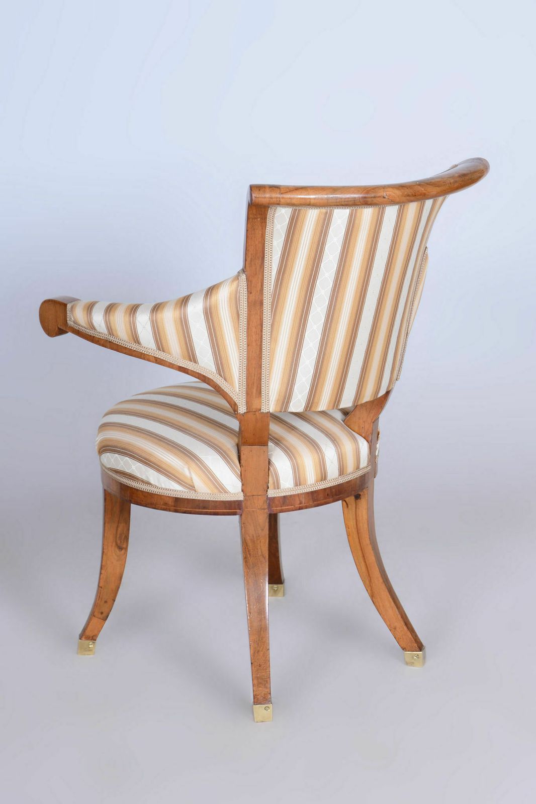 Restored Biedermeier Walnut Armchair, Josef Danhauser, Revived Polish, New Professional Upholstery, Vienna, Austria, 1820s photo furniture