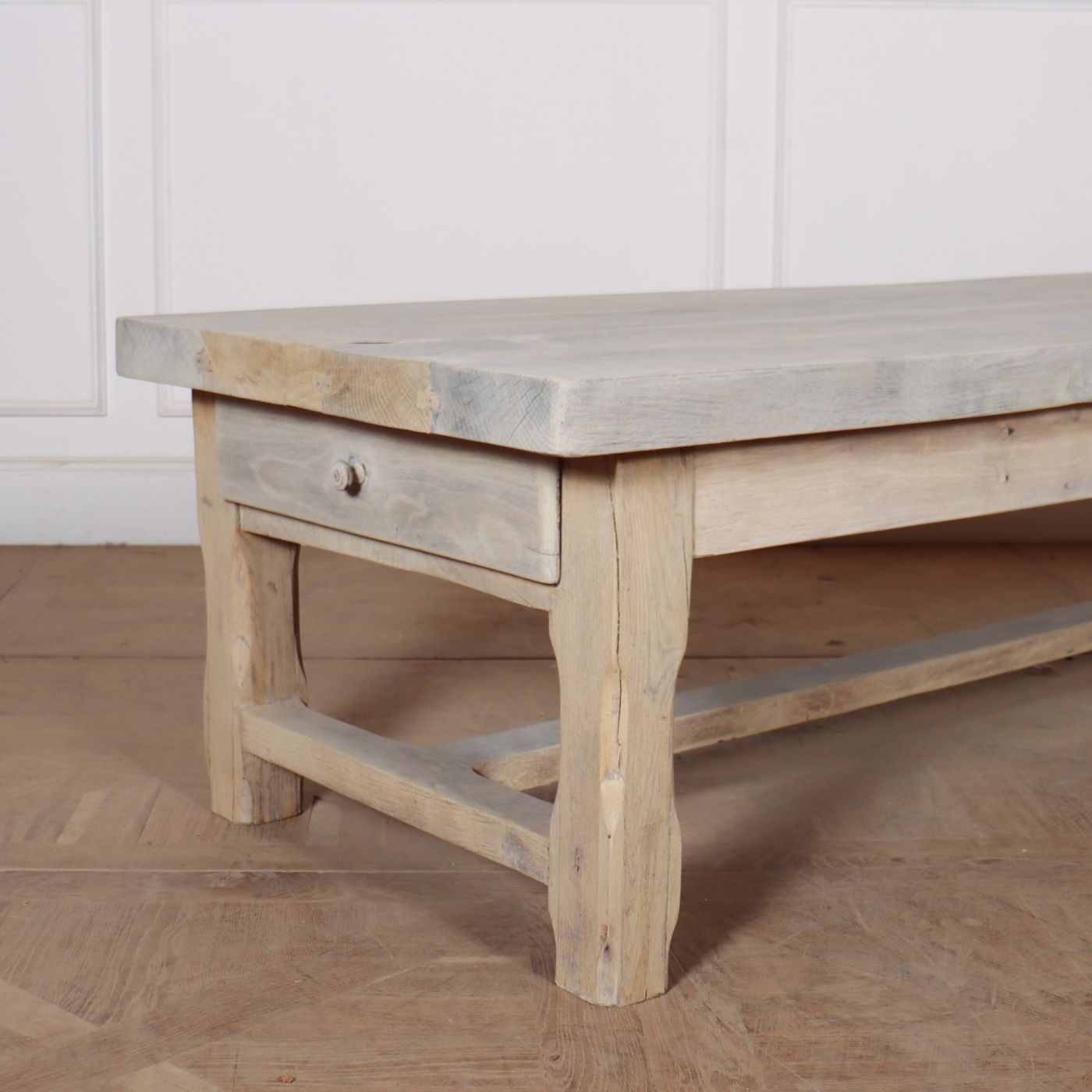 Large 19th C French Bleached Oak Coffee Table With A 2.5" Thick Top. 1860. photo furniture