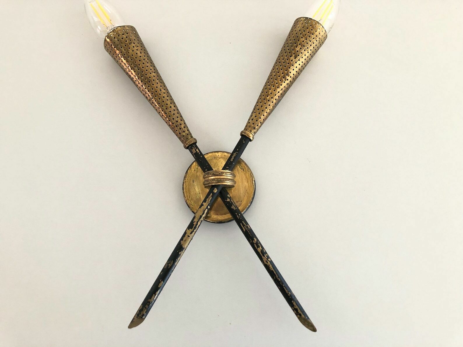 Mid Century Gold Metal Rare Single Sconce, 1950s, France photo furniture