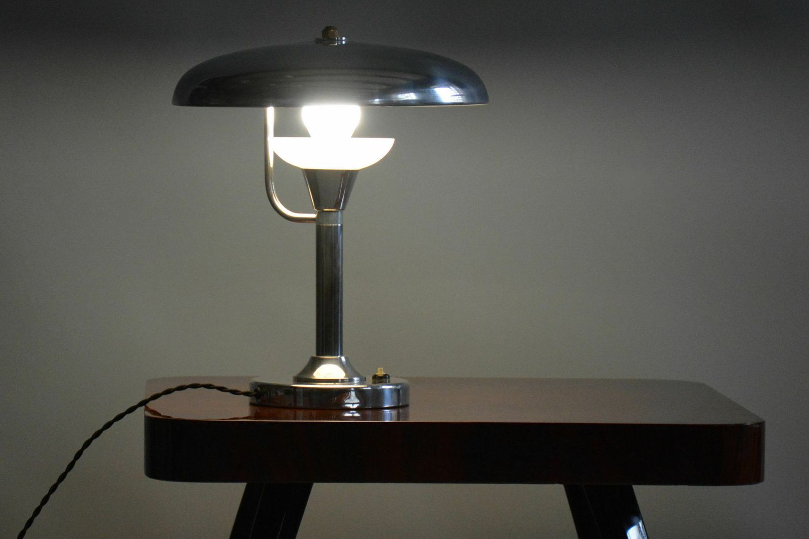 Restored Bauhaus Table Lamp, By Franta Anýž, Nickle Plated Steel, Czech, 1920s photo buy