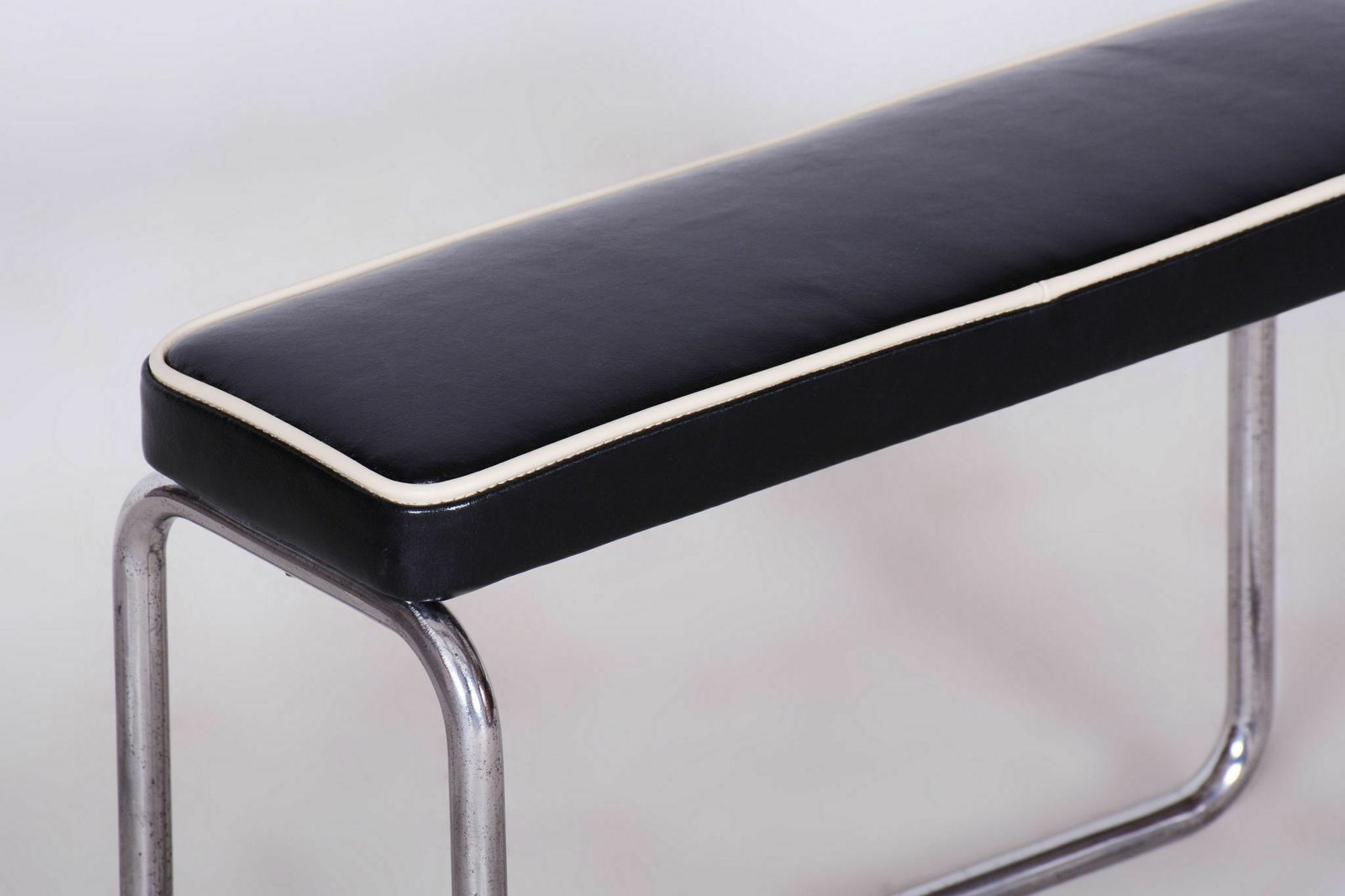 Restored Bauhaus Stool, High Quality Italian Leather, Chrome, Czechia, 1930s photo buy
