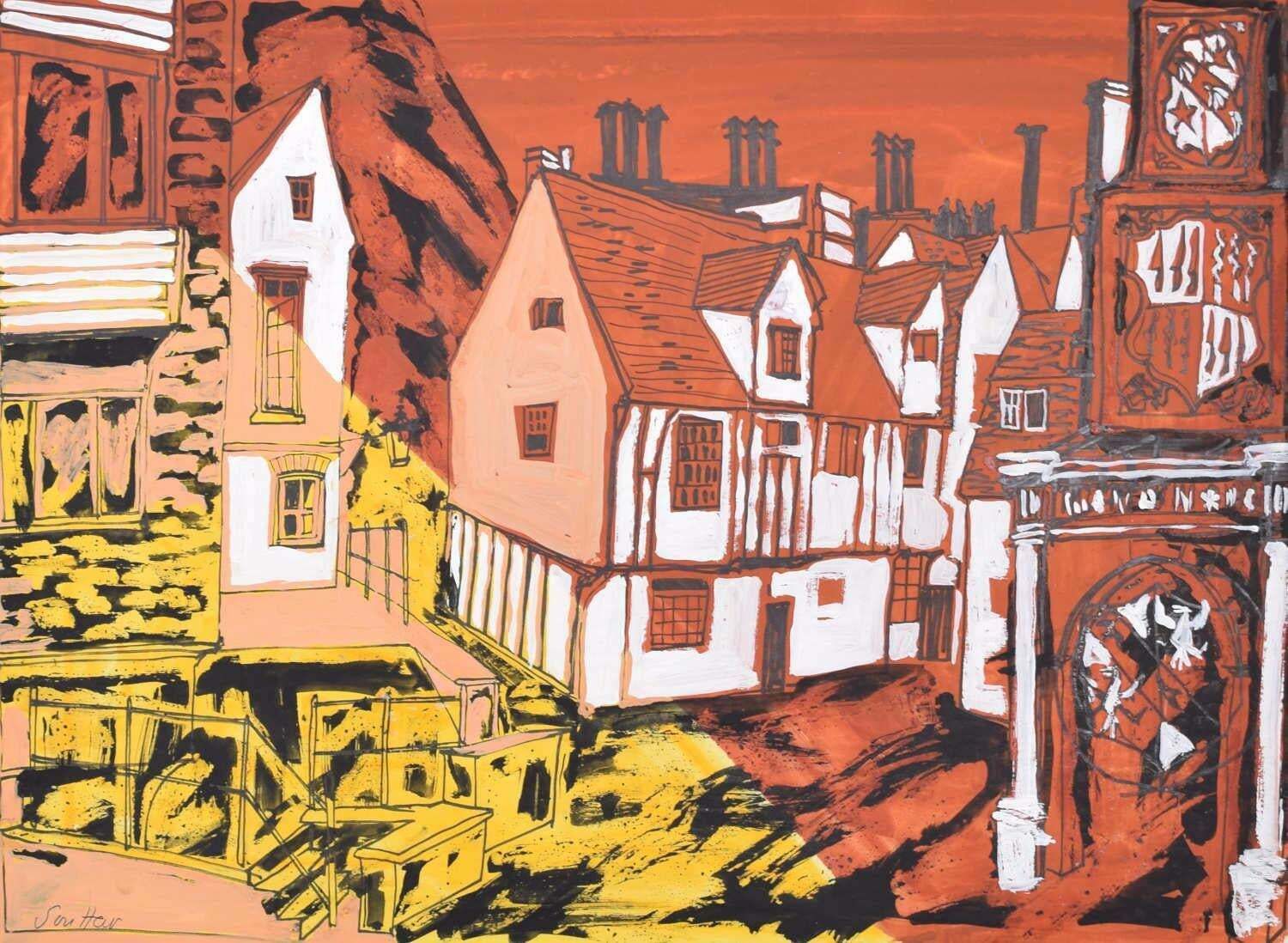 Magdalene College, Cambridge I Painting By Margaret Souttar 1960s