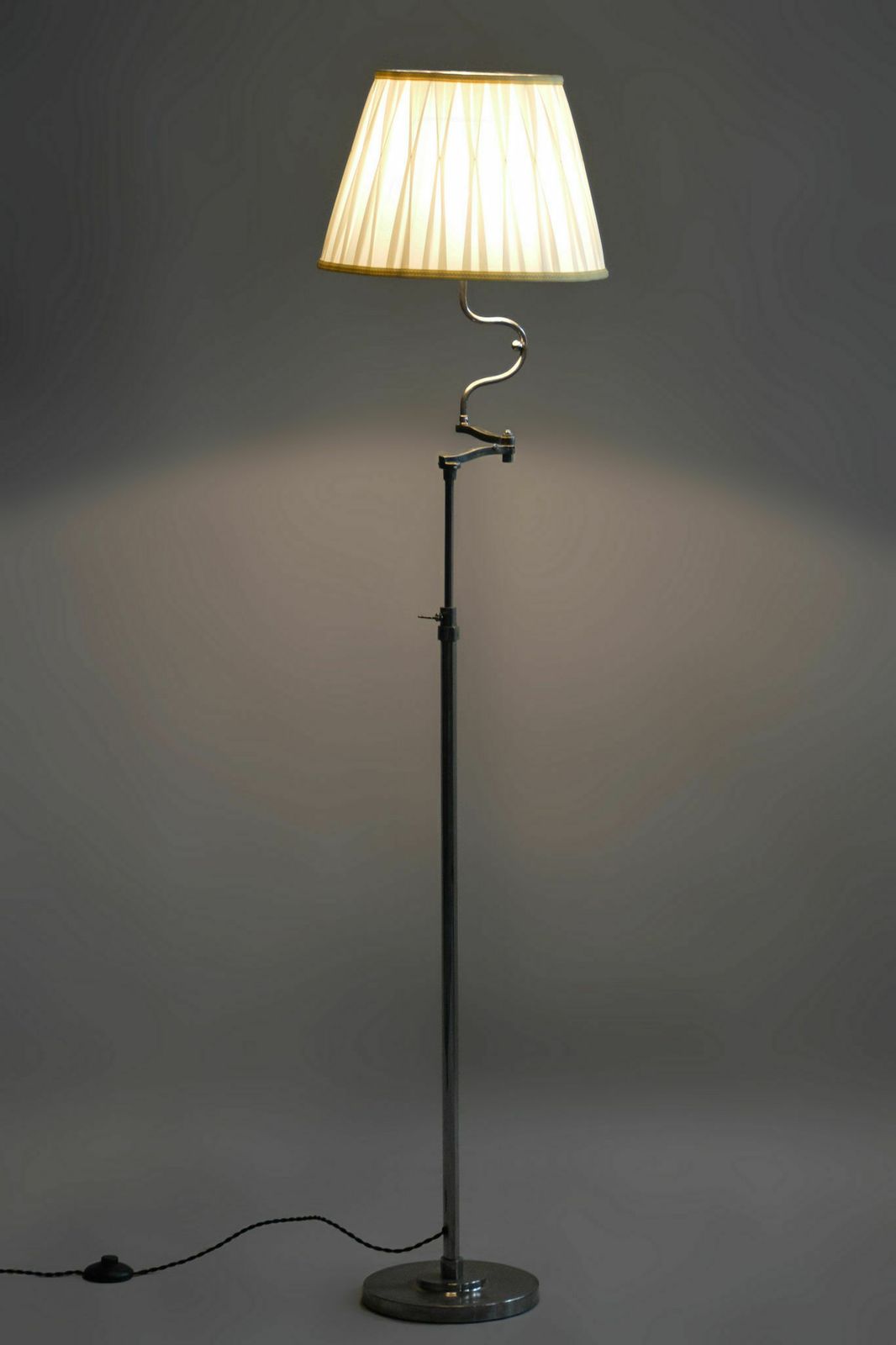 Restored Art Deco Floor Lamp, New Electrification, Chrome, Steel, Czechia, 1920s photo for sale