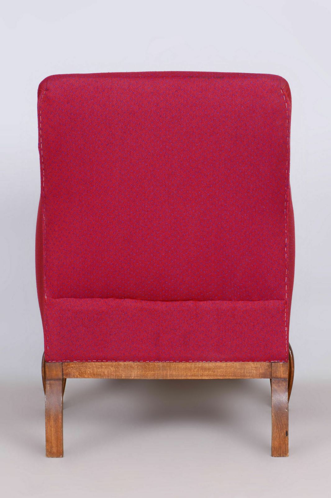 Restored Art Deco Red Armchair, Beech, Original Upholstery, France, 1930s photo for sale