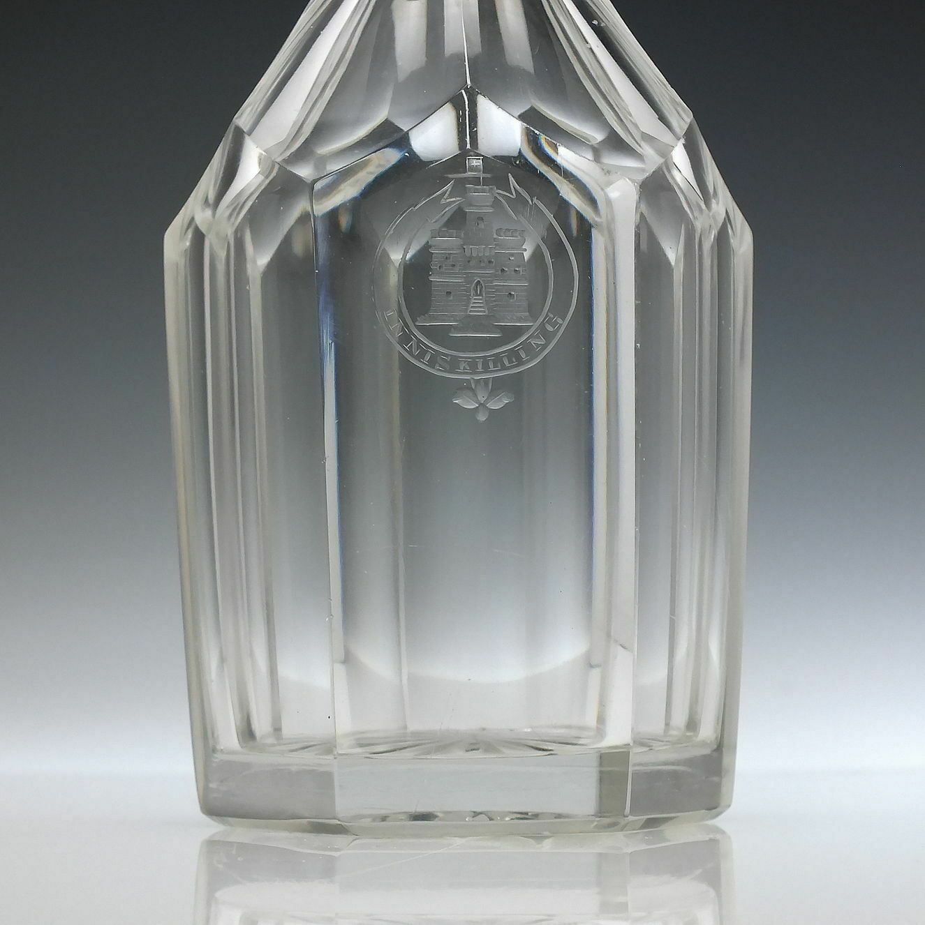 Georgian Anglo Irish Inniskilling Dragoons Glass Wine Or Water Carafe C1840 photo for sale
