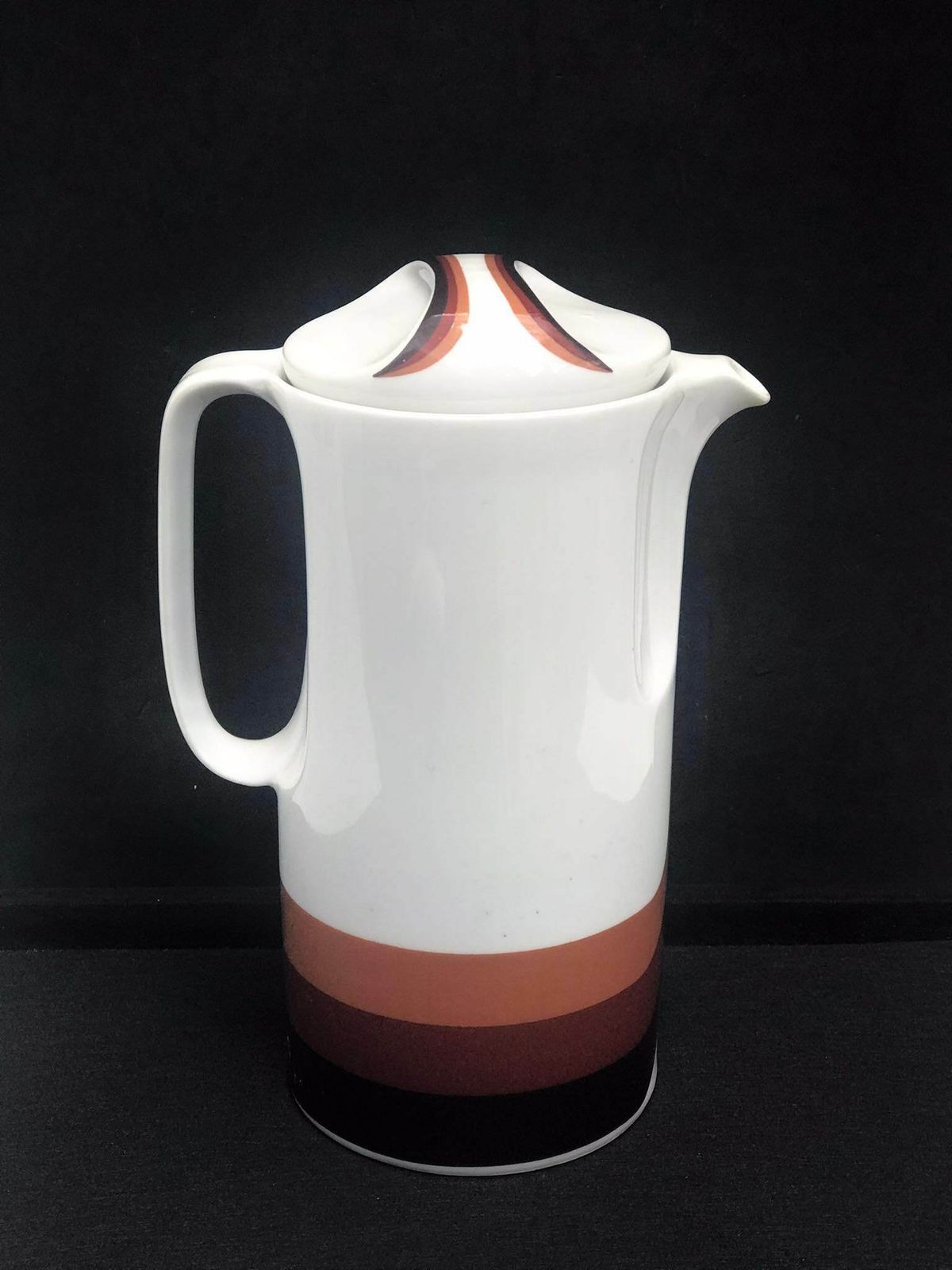 Coffee Pot Porcelain Eschenbach Bavaria Germany 1970s, Old Jar White Brown Porcelain, German Porcelain Decor 70s Made In Germany photo 116.0