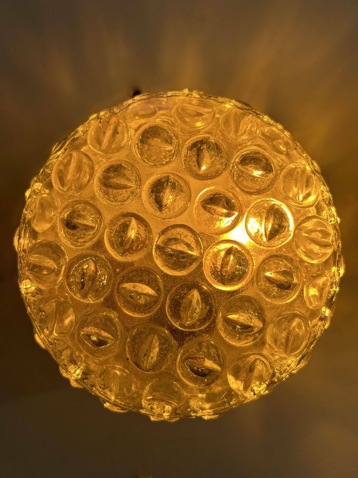 Pair Of Vintage Wall Lights, Pressed Molded Glass, France 1960s photo for sale